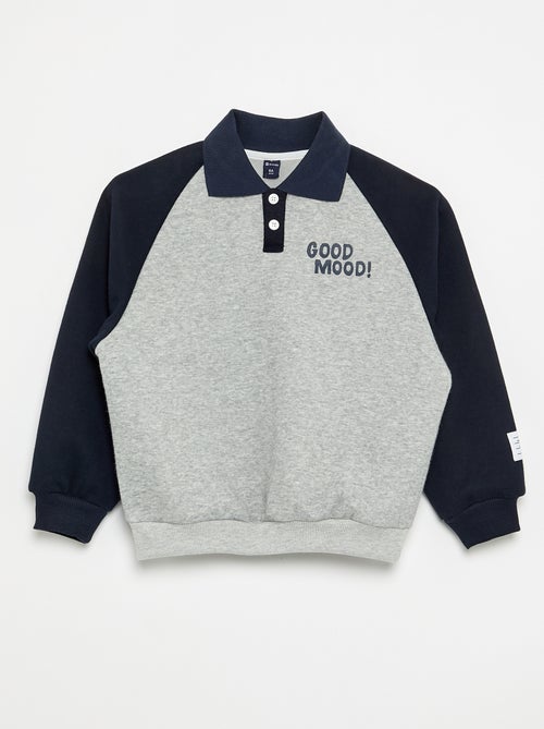 Sweatshirt com gola polo e mangas raglan compridas - Kiabi