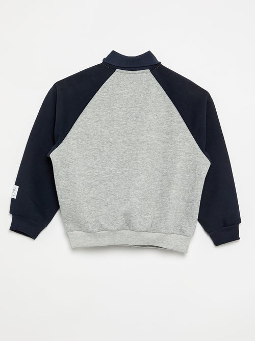 Sweatshirt com gola polo e mangas raglan compridas - Kiabi