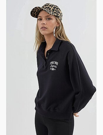 Sweatshirt com gola polo, manga comprida e corte relaxed busem