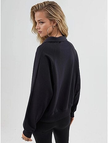 Sweatshirt com gola polo, manga comprida e corte relaxed busem