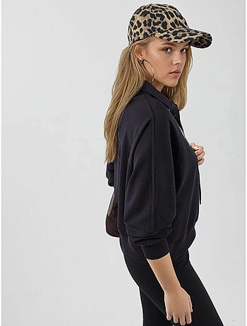 Sweatshirt com gola polo, manga comprida e corte relaxed busem