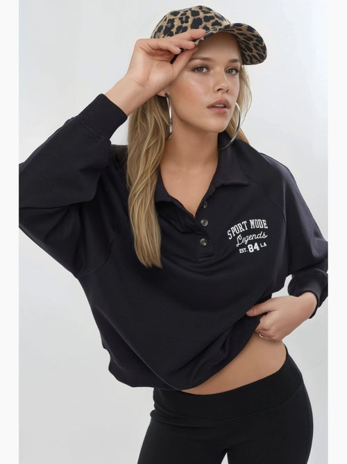 Sweatshirt com gola polo, manga comprida e corte relaxed busem - Kiabi Sweatshirt com gola polo, manga comprida e corte relaxed busem - Kiabi