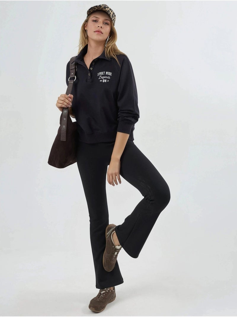 Sweatshirt com gola polo, manga comprida e corte relaxed busem Azul-marinho - Kiabi