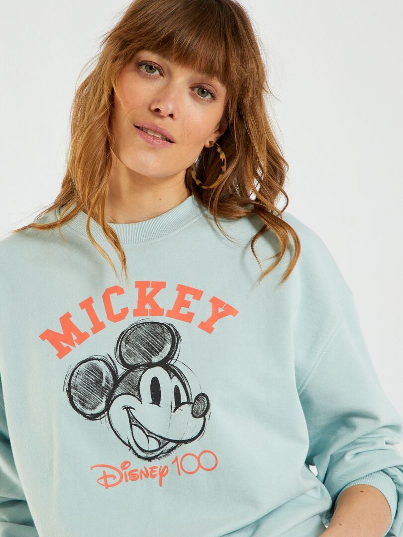 Sweatshirt com gola redonda '100 anos Disney' AZUL - Kiabi