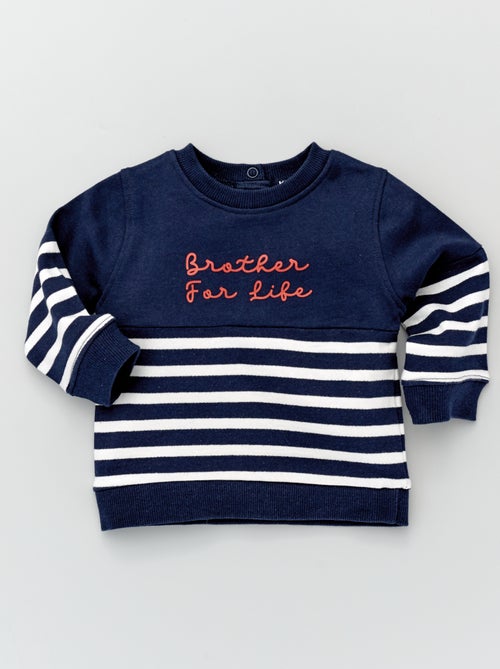Sweatshirt com gola redonda às riscas - Kiabi