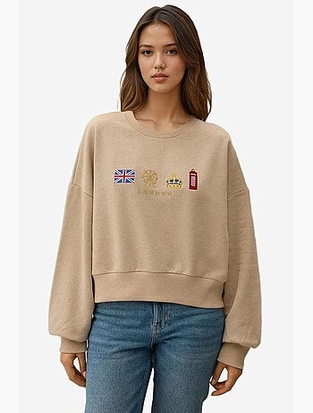 Sweatshirt com gola redonda bordado hiccup