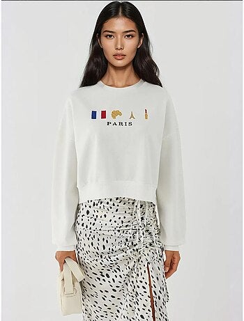 Sweatshirt com gola redonda bordado hiccup