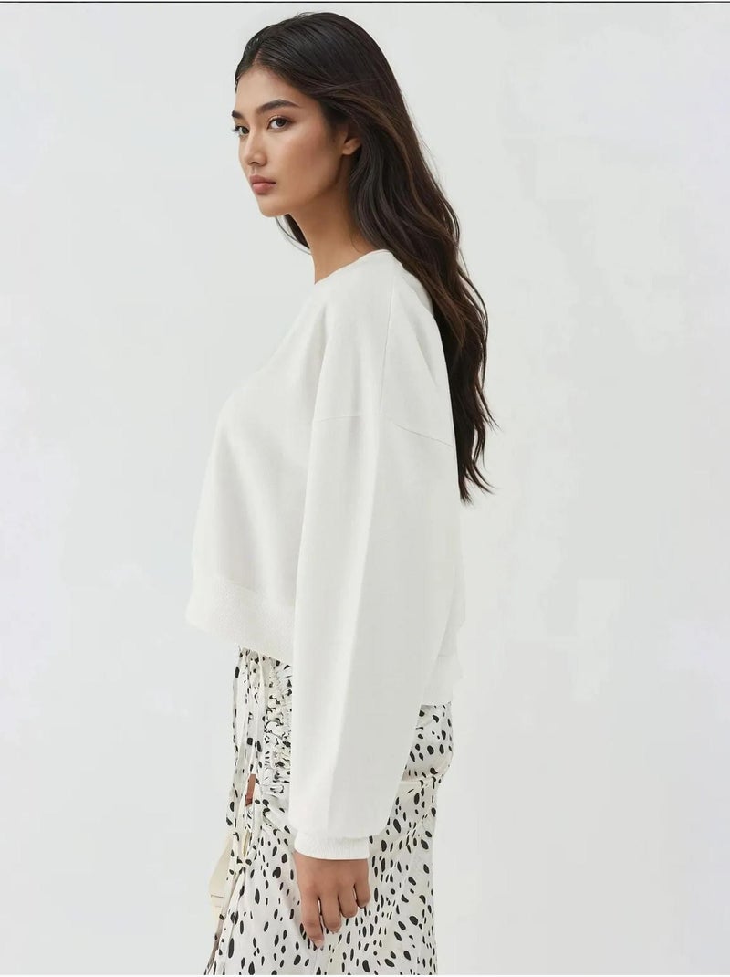 Sweatshirt com gola redonda bordado hiccup Branco - Kiabi