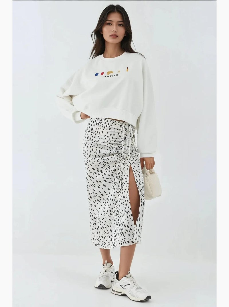 Sweatshirt com gola redonda bordado hiccup Branco - Kiabi