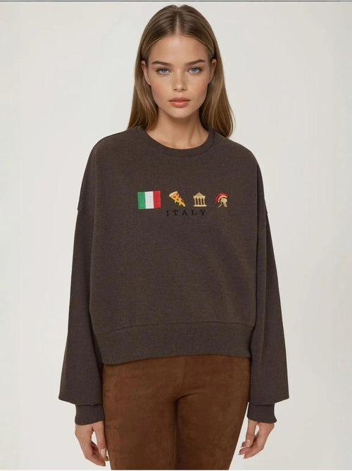 Sweatshirt com gola redonda bordado hiccup - Kiabi Sweatshirt com gola redonda bordado hiccup - Kiabi