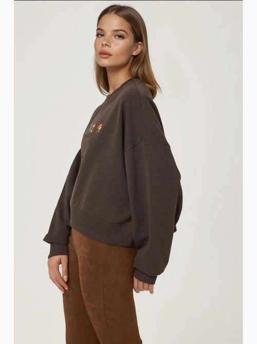 Sweatshirt com gola redonda bordado hiccup - Kiabi Sweatshirt com gola redonda bordado hiccup - Kiabi