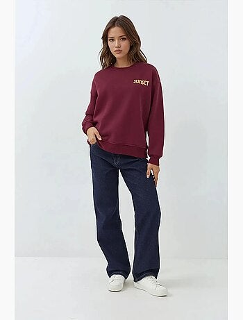 Sweatshirt com gola redonda bordado hiccup