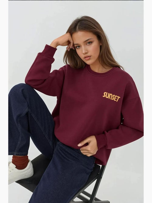Sweatshirt com gola redonda bordado hiccup - Kiabi Sweatshirt com gola redonda bordado hiccup - Kiabi