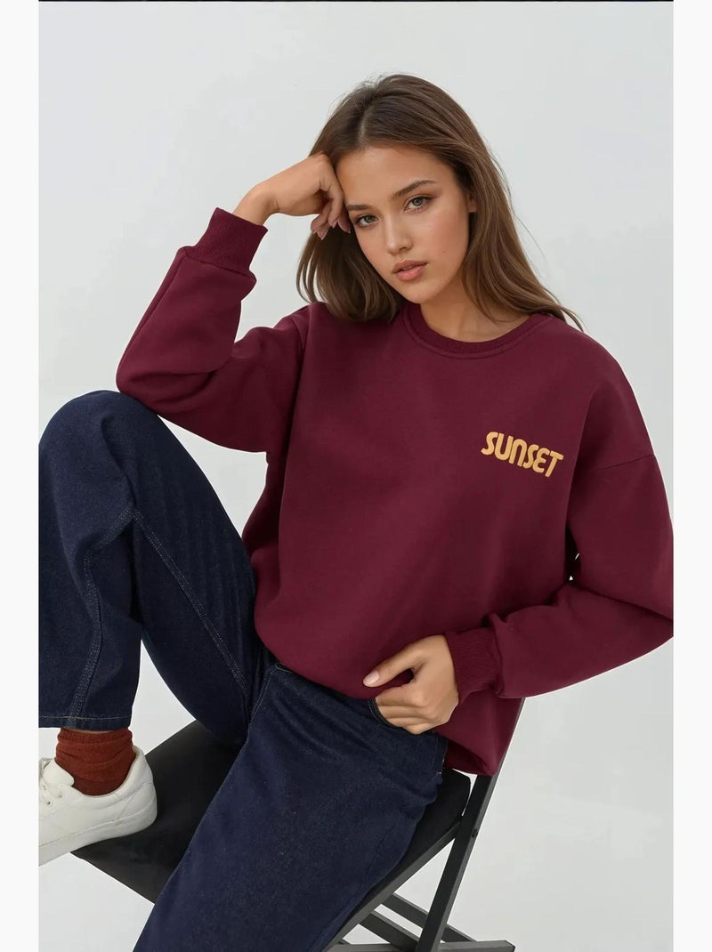 Sweatshirt com gola redonda bordado hiccup Vermelho caxemira - Kiabi