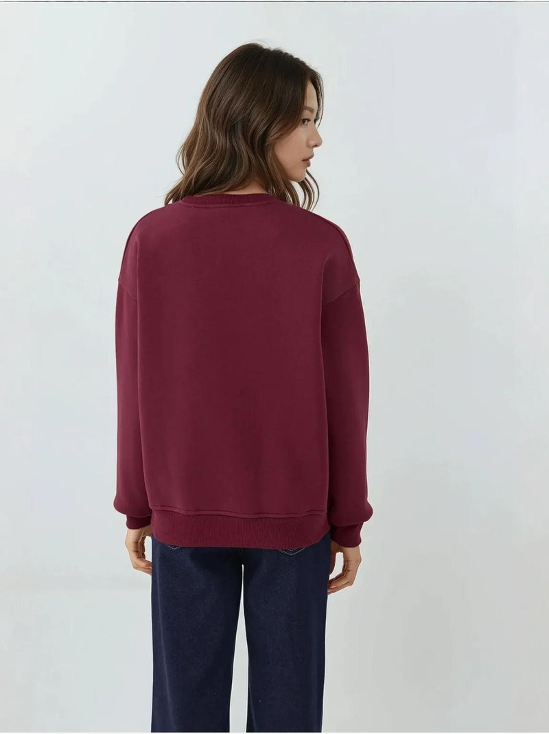 Sweatshirt com gola redonda bordado hiccup Vermelho caxemira - Kiabi