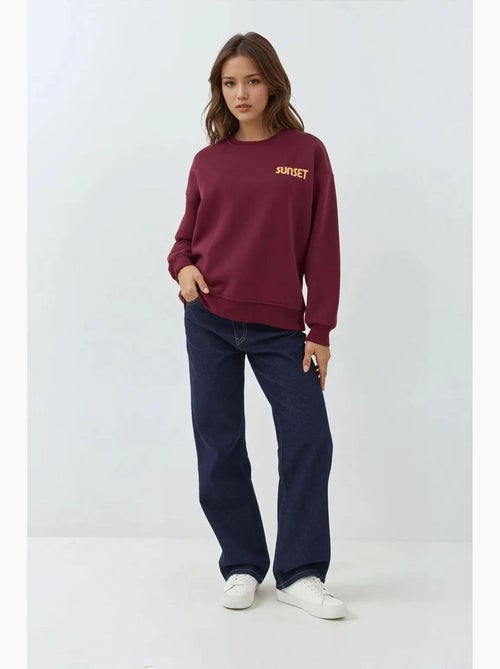 Sweatshirt com gola redonda bordado hiccup - Kiabi Sweatshirt com gola redonda bordado hiccup - Kiabi