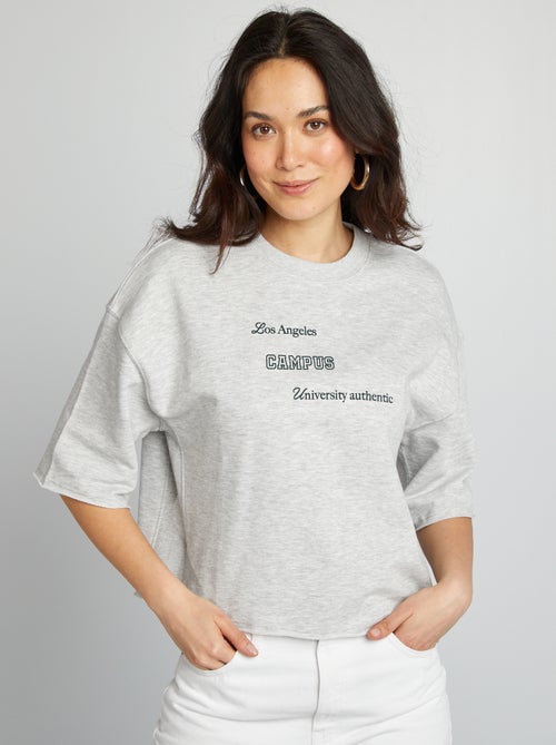 Sweatshirt com gola redonda de manga curta Los Angeles - Kiabi