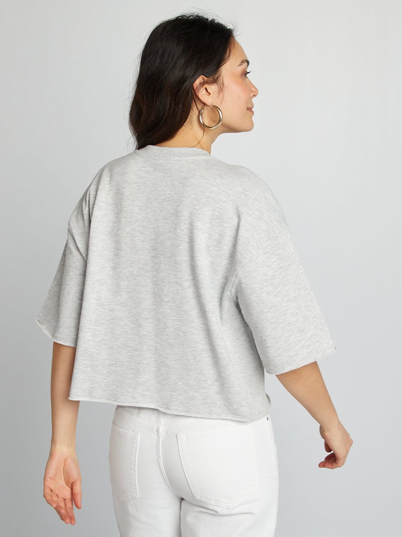 Sweatshirt com gola redonda de manga curta Los Angeles CINZA - Kiabi