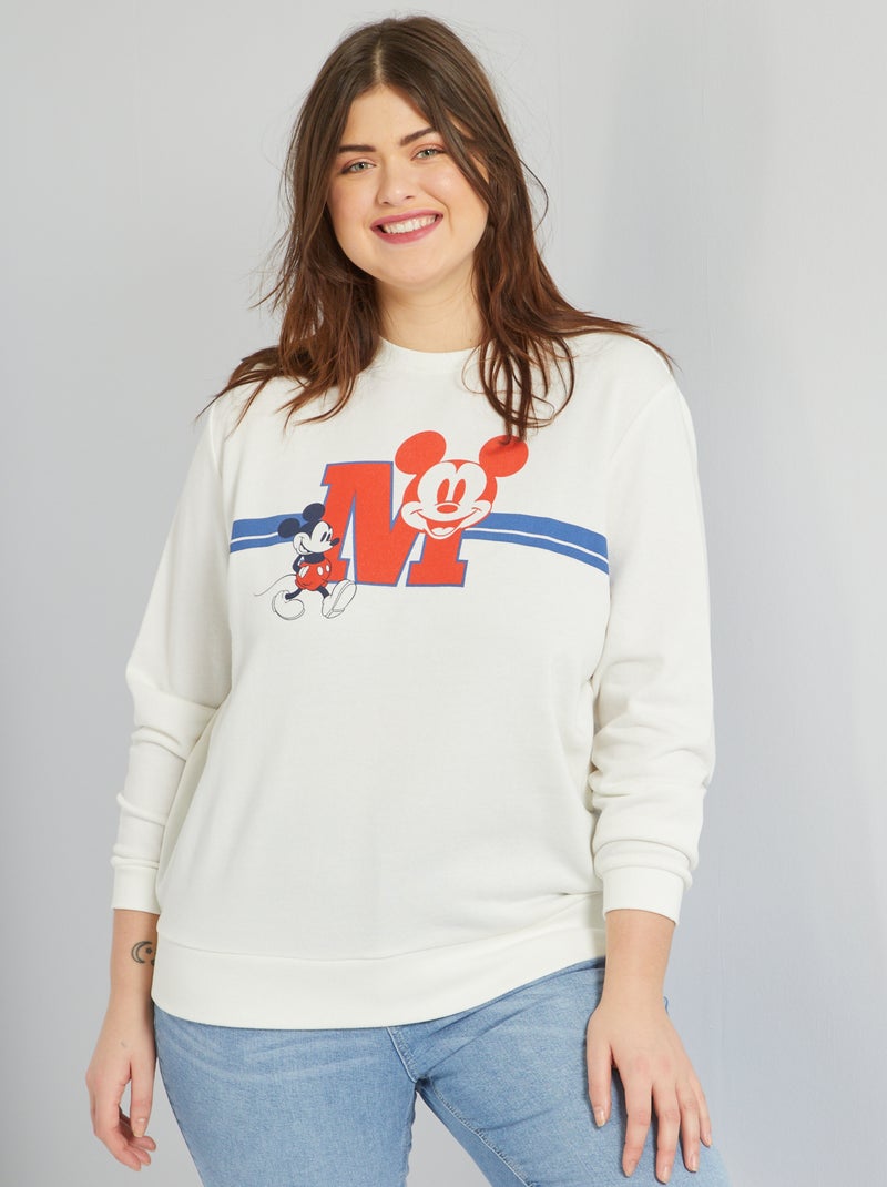 Sweatshirt com gola redonda e estampado 'Mickey' BRANCO - Kiabi