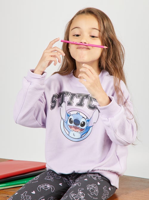 Sweatshirt com gola redonda e estampado 'Stitch' - Kiabi