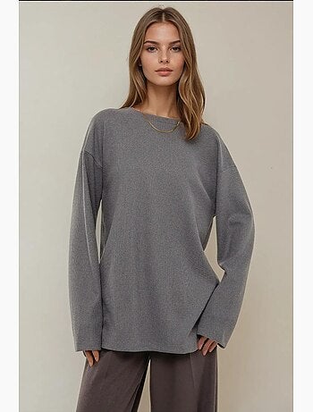 Sweatshirt com gola redonda e waffle