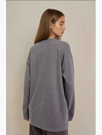 Sweatshirt com gola redonda e waffle