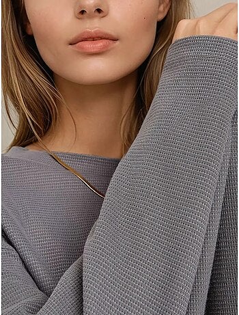 Sweatshirt com gola redonda e waffle hiccup
