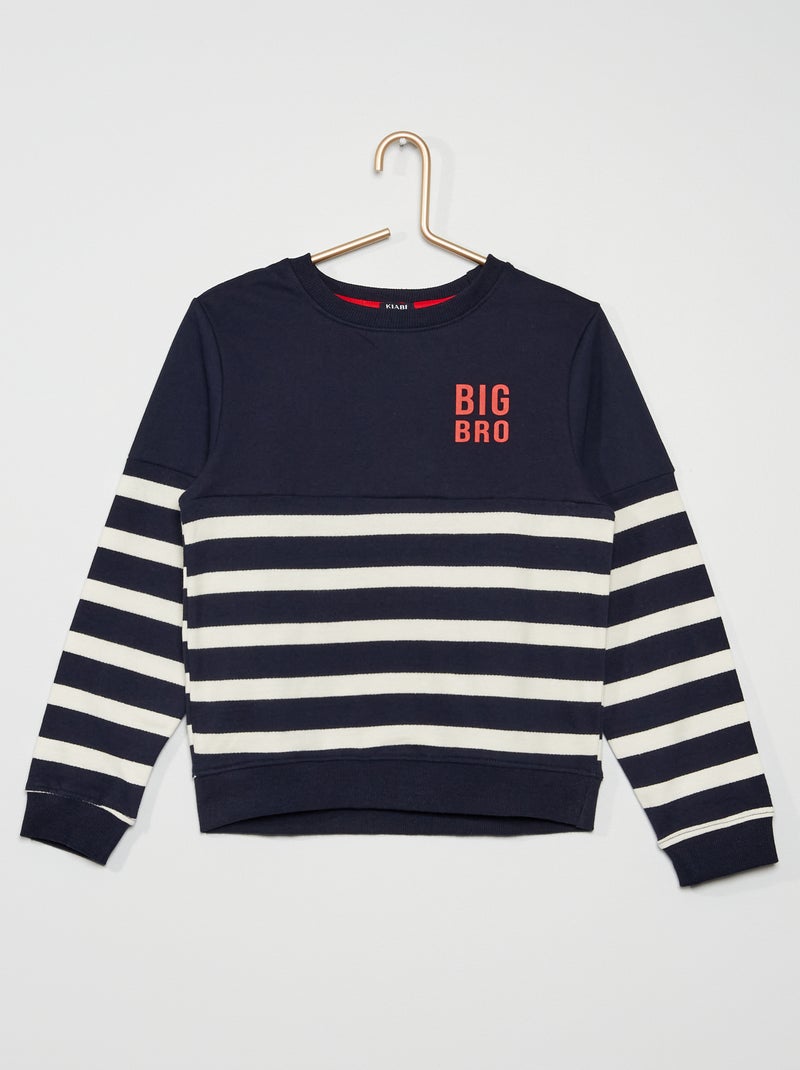 Sweatshirt com gola redonda em moletão AZUL - Kiabi