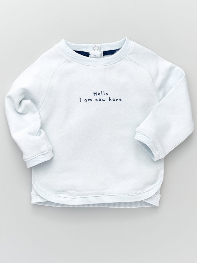 Sweatshirt com gola redonda em moletão AZUL - Kiabi