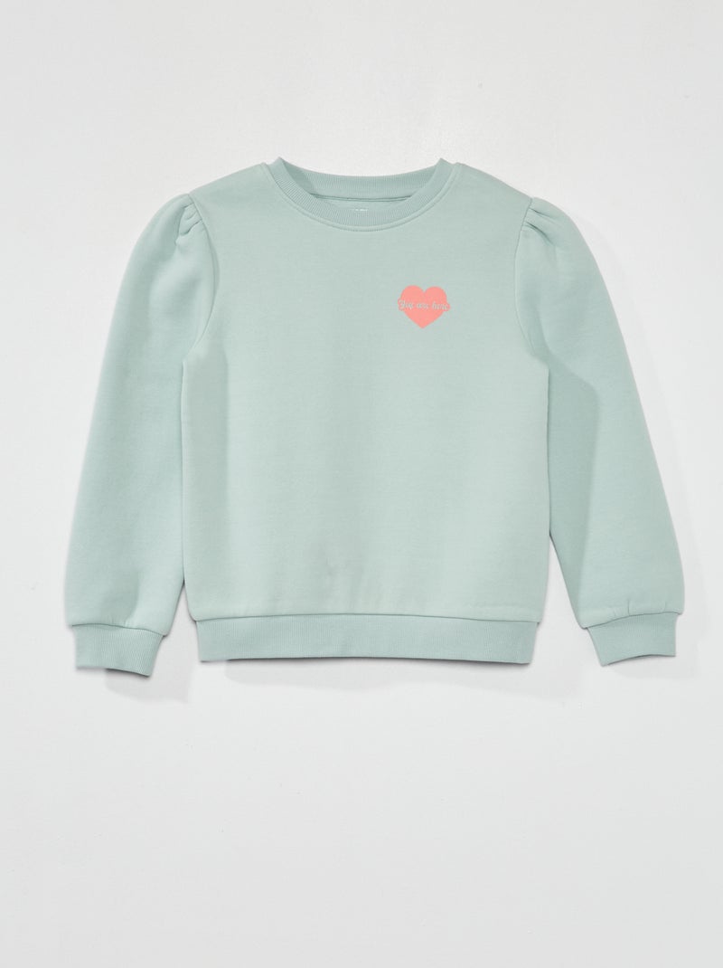 Sweatshirt com gola redonda em moletão AZUL - Kiabi