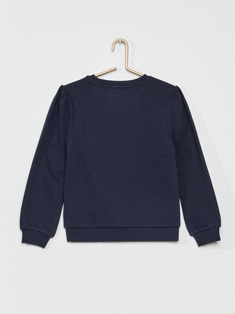 Sweatshirt com gola redonda em moletão AZUL - Kiabi