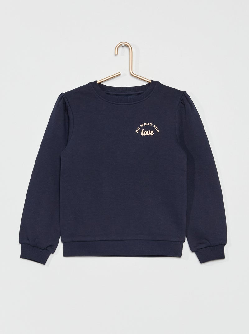 Sweatshirt com gola redonda em moletão AZUL - Kiabi