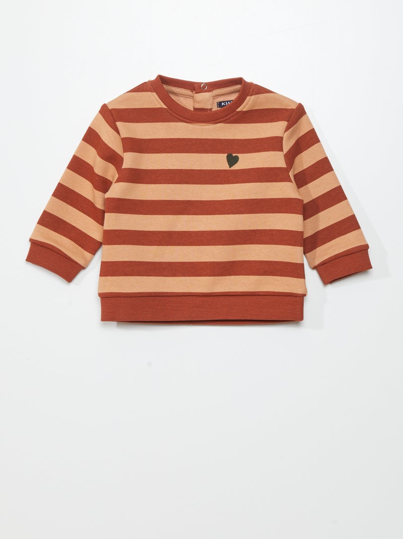 Sweatshirt com gola redonda em moletão BRANCO - Kiabi