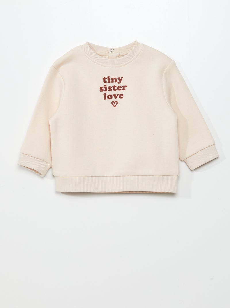 Sweatshirt com gola redonda em moletão BRANCO - Kiabi