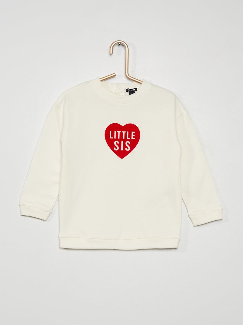 Sweatshirt com gola redonda em moletão BRANCO - Kiabi