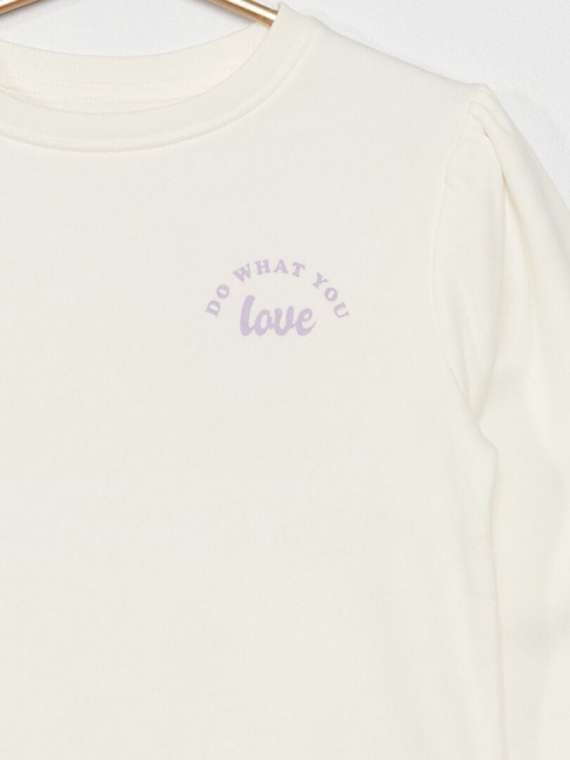Sweatshirt com gola redonda em moletão BRANCO - Kiabi