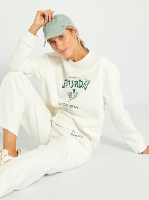 Sweatshirt com gola redonda em moletão - Kiabi