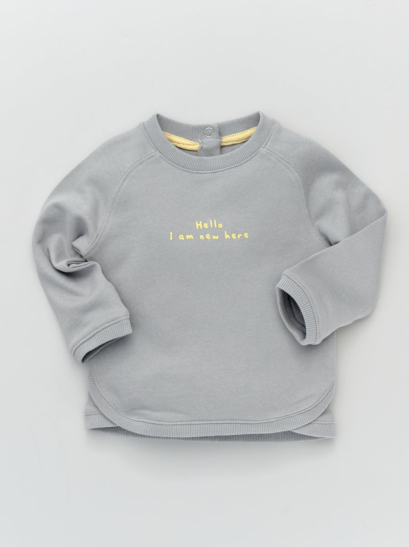 Sweatshirt com gola redonda em moletão CINZA - Kiabi