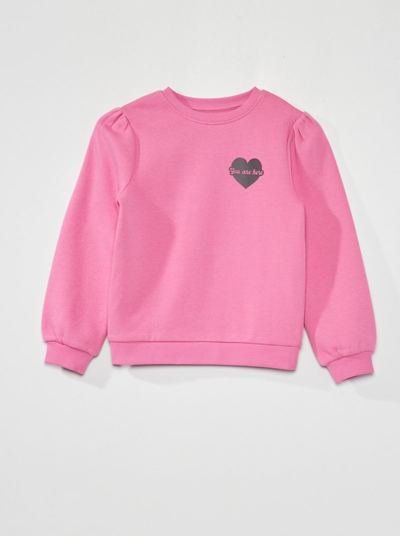 Sweatshirt com gola redonda em moletão ROSA - Kiabi