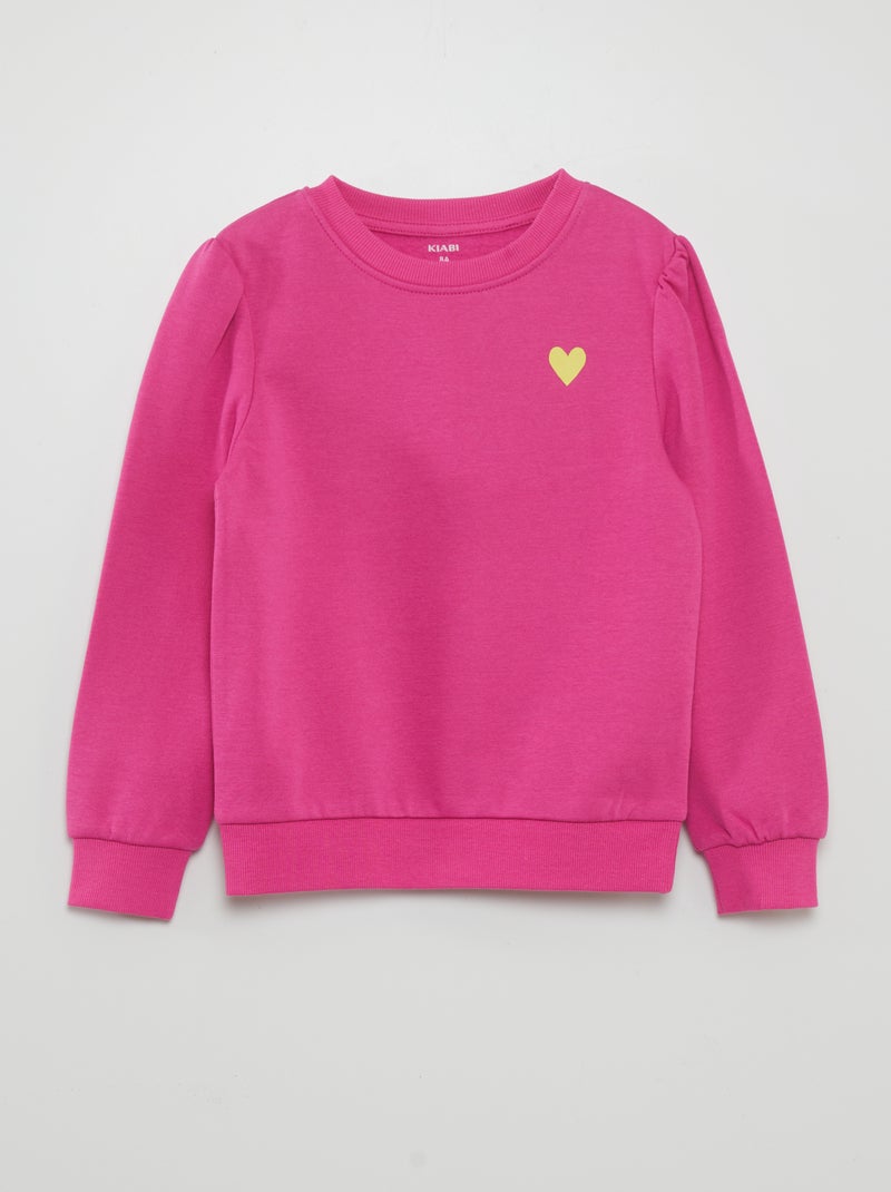 Sweatshirt com gola redonda em moletão ROSA - Kiabi