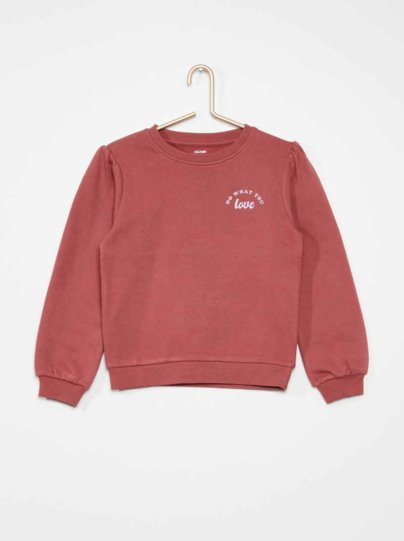 Sweatshirt com gola redonda em moletão ROSA - Kiabi