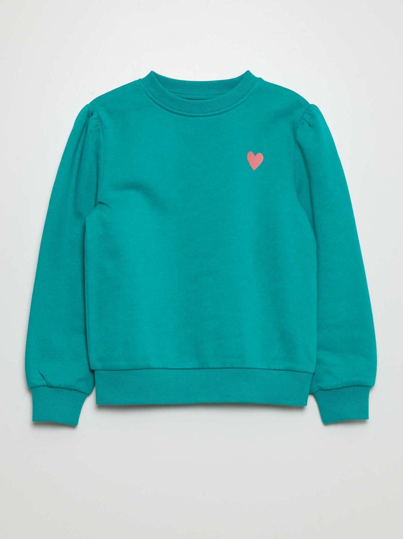 Sweatshirt com gola redonda em moletão VERDE - Kiabi