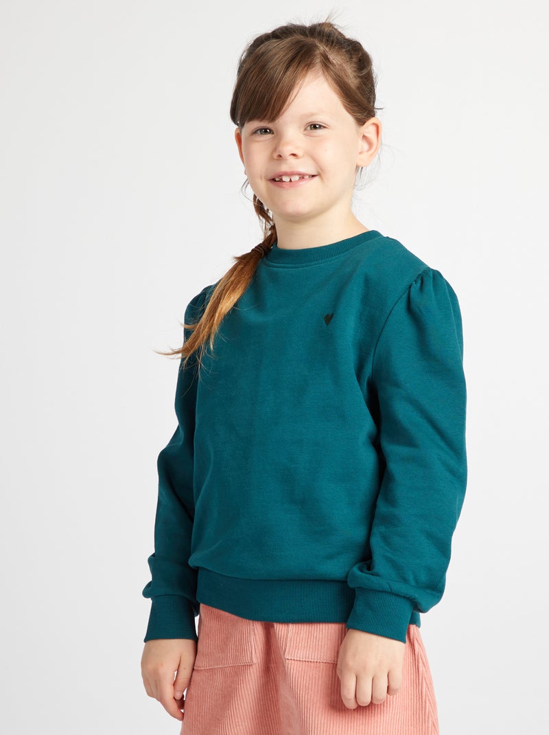 Sweatshirt com gola redonda em moletão VERDE - Kiabi