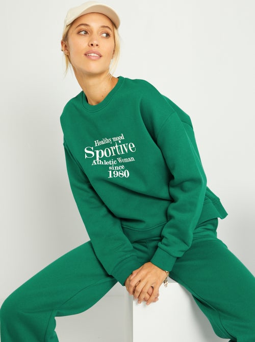 Sweatshirt com gola redonda em moletão - Kiabi