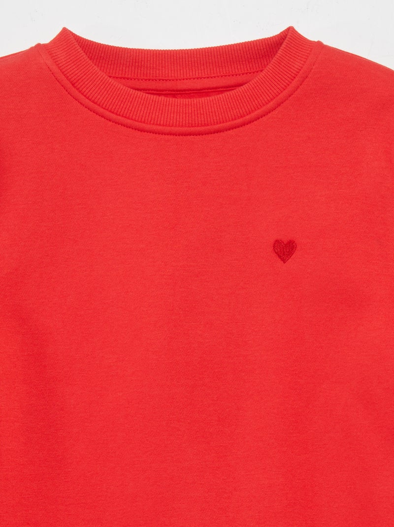 Sweatshirt com gola redonda em moletão VERMELHO - Kiabi