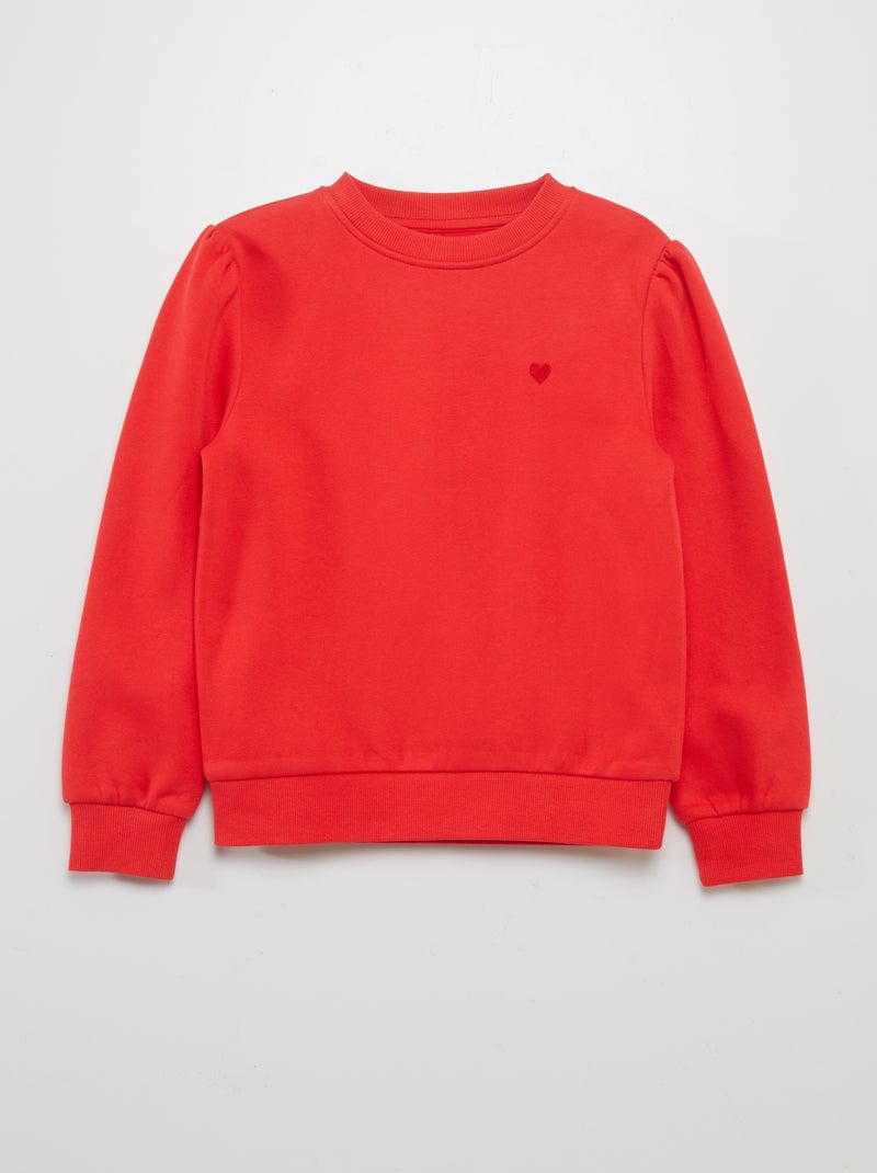Sweatshirt com gola redonda em moletão VERMELHO - Kiabi
