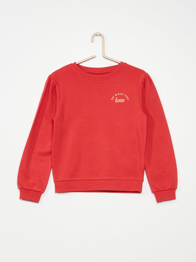 Sweatshirt com gola redonda em moletão VERMELHO - Kiabi