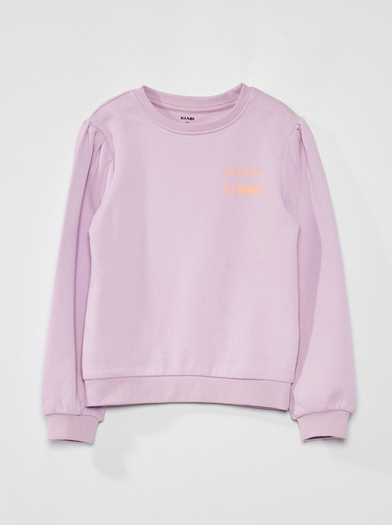 Sweatshirt com gola redonda em moletão VIOLETA - Kiabi