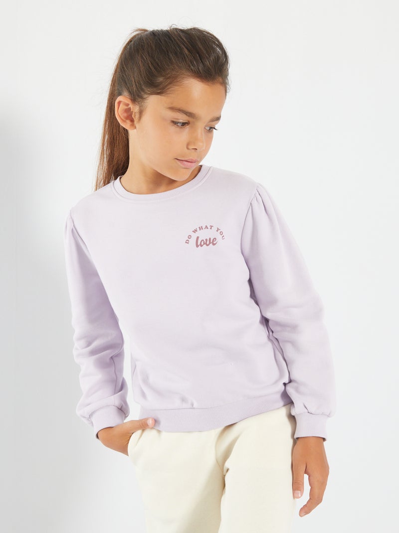 Sweatshirt com gola redonda em moletão VIOLETA - Kiabi