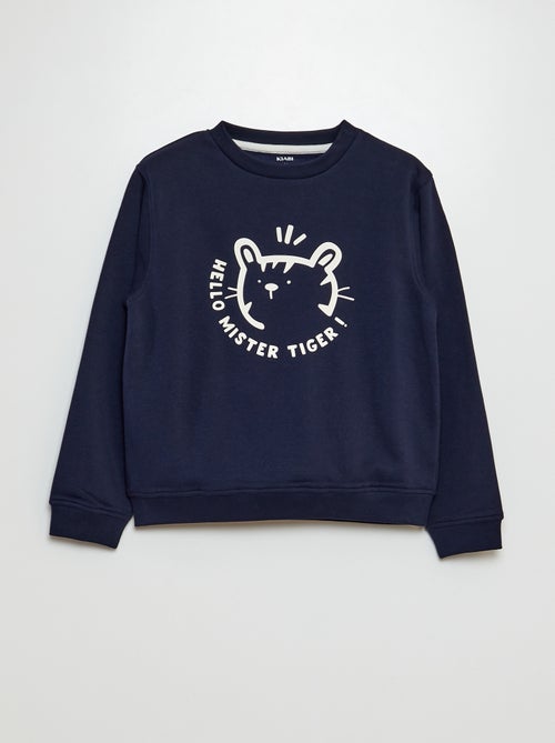 Sweatshirt com gola redonda estampada - Kiabi